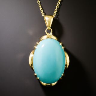 Estate Turquoise Pendant Necklace - 3