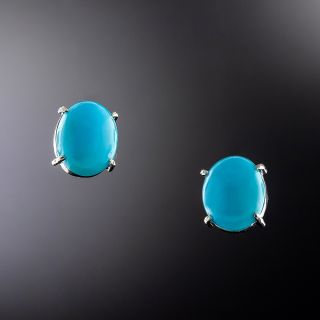 Estate Turquoise Stud Earrings - 1
