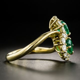 Estate Twin Emerald and Diamond Cluster Ring