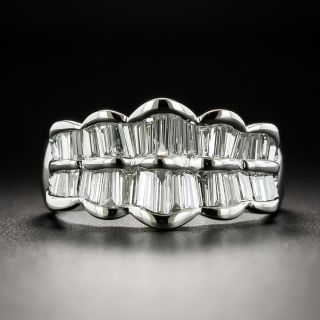 Estate Two-Row Baguette Ruffles Diamond Ring - 3