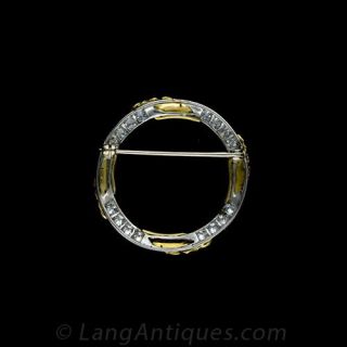 Estate Two-Tone Gold Diamond Circle Brooch