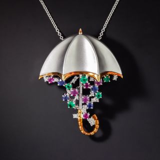 Estate Umbrella and Multi-Stone Pendant/Brooch  - 1