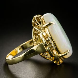 Estate White Opal and Diamond Cocktail Ring