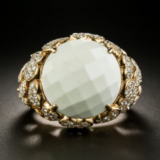 Estate White Quartz and Diamond Heart Motif Ring - 2