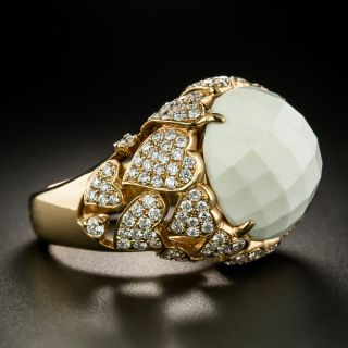 Estate White Quartz and Diamond Heart Motif Ring