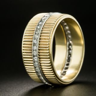 Estate Wide Ribbed Diamond Eternity Band, Size 7 3/4 - 2
