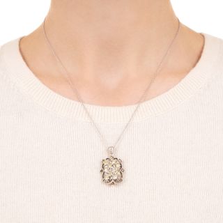 Estate Yellow and Brown Diamond Pendant Necklace 