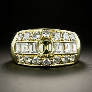 Estate Yellow and White Diamond Band Ring - 0