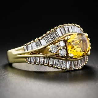 Estate Yellow Sapphire and Diamond Ring
