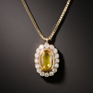 Estate Yellow Sapphire Diamond Pendant Necklace - 2