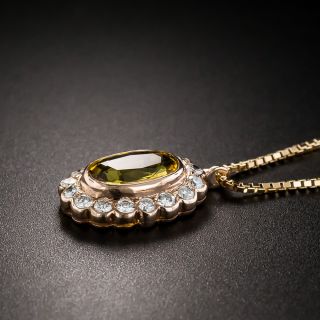 Estate Yellow Sapphire Diamond Pendant Necklace