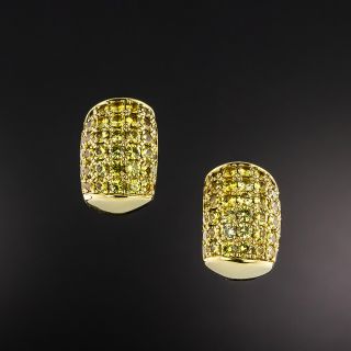 Estate Yellow Sapphire Half-Hoop Earrings - 2
