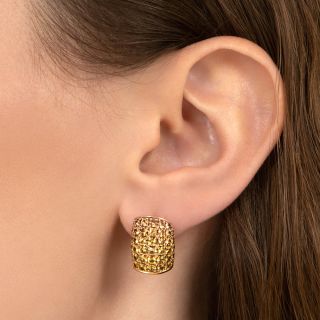 Estate Yellow Sapphire Half-Hoop Earrings