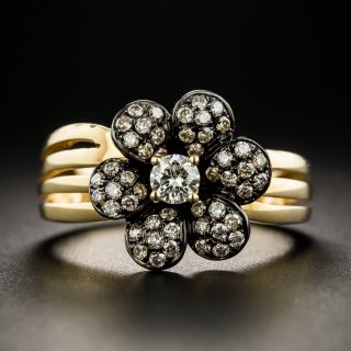 Estate18K Diamond Flower Ring - 1