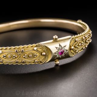 English Etruscan Revival Bangle Bracelet