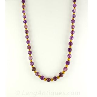 Etruscan Revival Amethyst Bead Necklace
