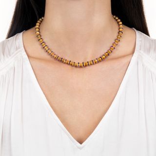 Etruscan Revival Amethyst Rondelle Necklace