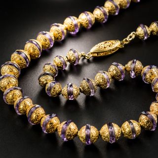 Etruscan Revival Amethyst Rondelle Necklace - 3