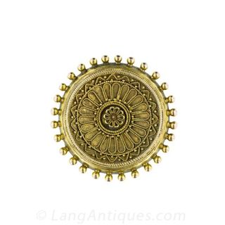 Etruscan Revival Circular Brooch Main View 1