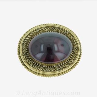 Etruscan Revival Garnet Brooch Locket Main View 1