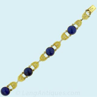 Etruscan Revival Lapis Bracelet