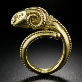 Etruscan Revival Ram's Head Ring 