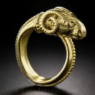 Etruscan Revival Ram's Head Ring 