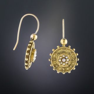 Etruscan Revival Seed Pearl Earrings
