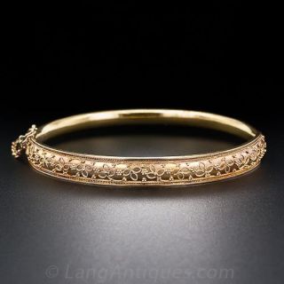 Etruscan Revival Style  Bangle Bracelet