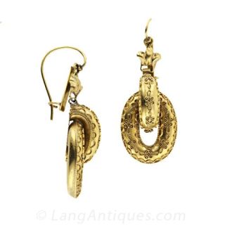 Etruscan Revival Victorian Dangle Earrings