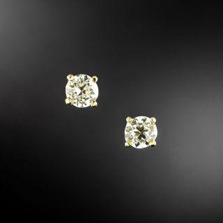 European-Cut Diamond Stud Earrings .98 Carat Total Weight - 2