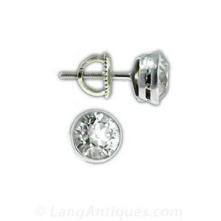 European Cut Diamond Stud Earrings