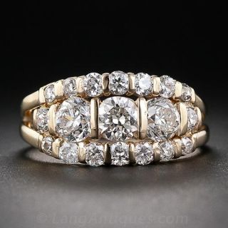 European-Cut Diamond Triple-Band Ring