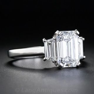 Exceptional 1.98 Carat Emerald Cut Diamond Engagement Ring