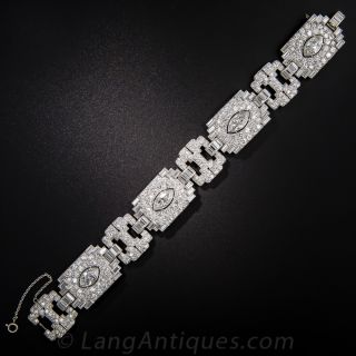 Exceptional Art Deco Platinum and Diamond Bracelet