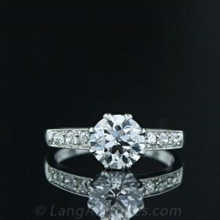 Art Deco Diamond Engagement Ring GIA D Color