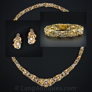 Exemplary Arts & Crafts Necklace, Bracelet and Earring Suite
