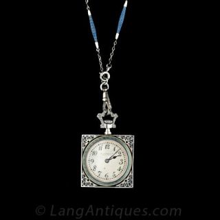 Exemplary Enamel Pendant Watch Necklace by Gubelin