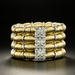 Expandable Two-Tone Gold Diamond Band Ring - 3