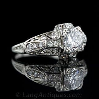 Exquisite .86 Carat Deco Diamond Engagement Ring