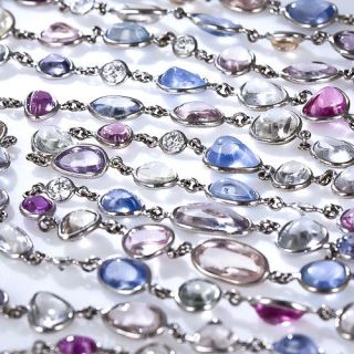 Extra-Long Multi-Color Sapphire and Diamond Neckchain