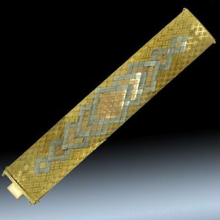 Extra Wide Tri-Color Gold Retro Bracelet
