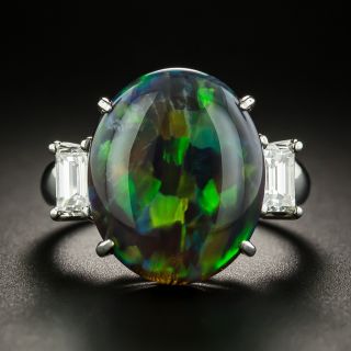 Extraordinary 8.35 Carat Black Opal and Diamond Ring - 2