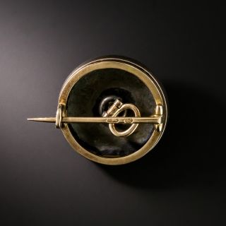 Faberge Guilloche Enamel and Diamond Button Pin