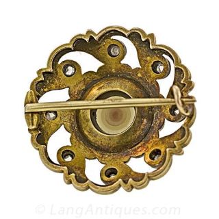 Faberge Pearl and Diamond Pin