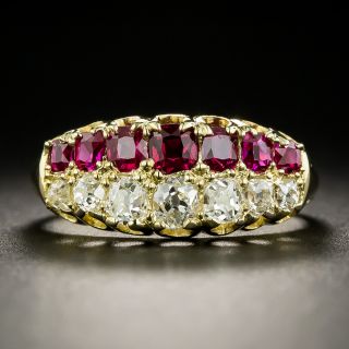 Antique Faberge Ruby and Diamond Band Ring - 4