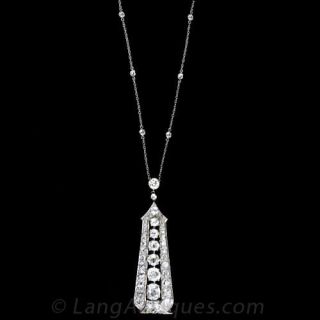 Fabulous Art Deco Platinum Diamond Pendant Necklace