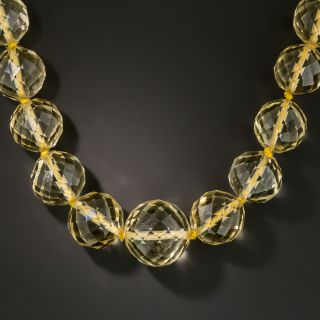 Faceted Citrine Bead Necklace with Jade Clasp