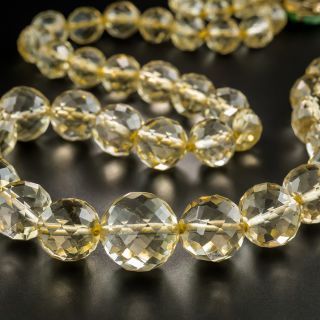 Faceted Citrine Bead Necklace with Jade Clasp - 4