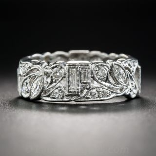 Fancy Art Deco Platinum Diamond Wedding Band